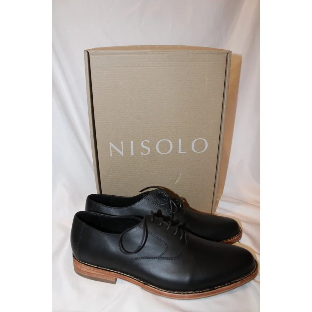 NISOLO MEN'S EVERYDAY OXFORD LEATHER‎ DRESS SHOES BLACK SZ 11 NIB $188
